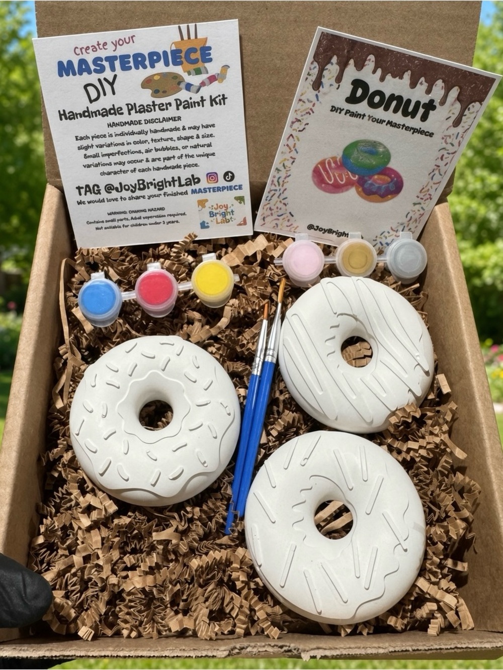 New Kids DIY Donut Plaster Paint Kit Box Set 3 donuts 6 paint colors your choice